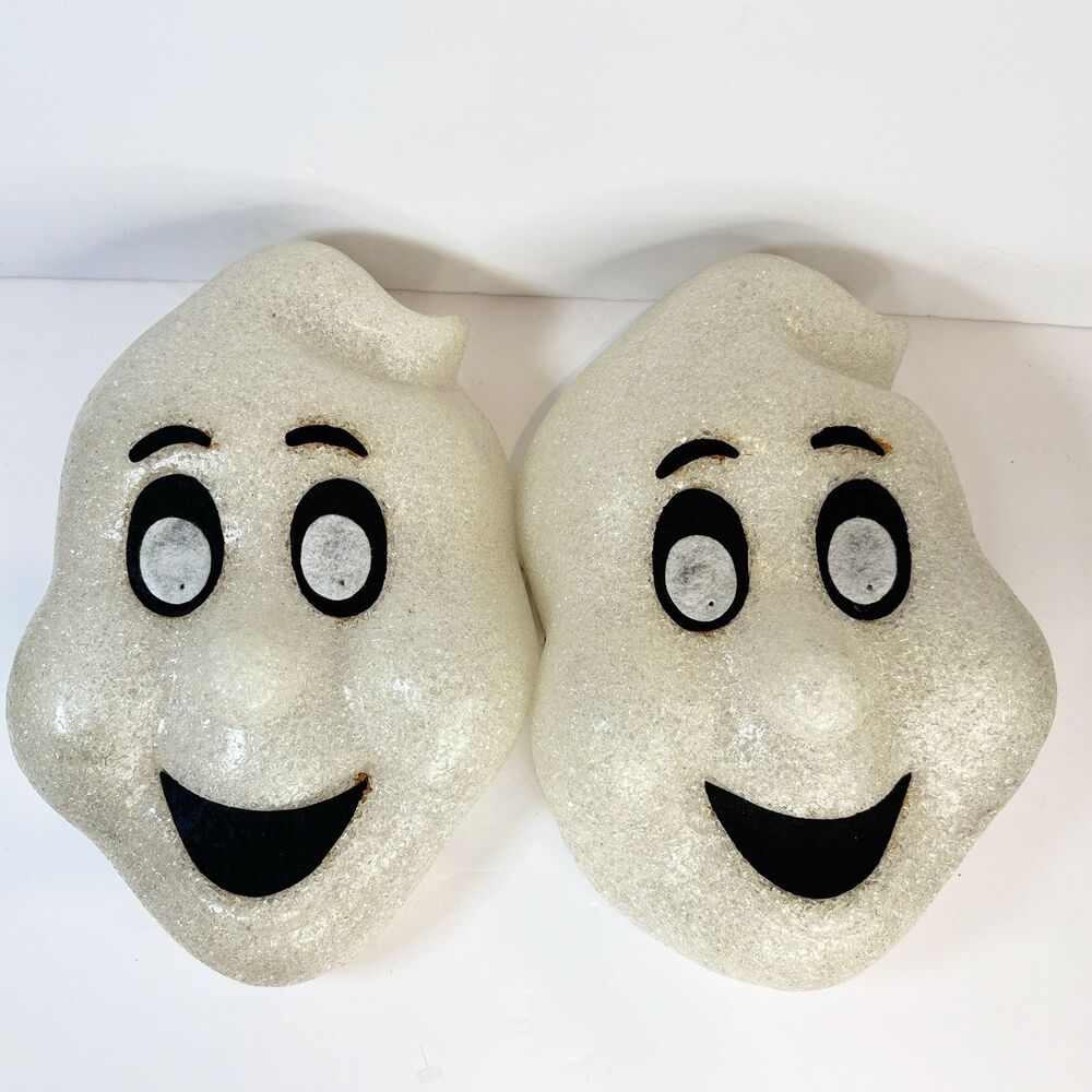 Halloween Ghost Porch Light Cover Melted Plastic Popcorn PAIR Approx12 1/4" Tall